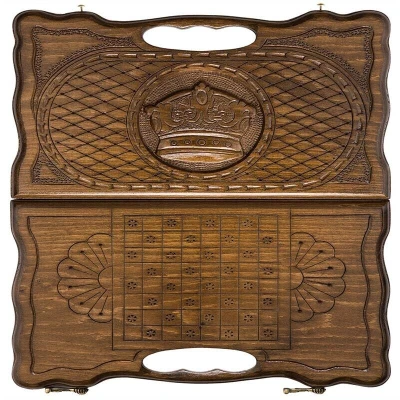 Нарды резные Корона с ручкой мини, Haleyan