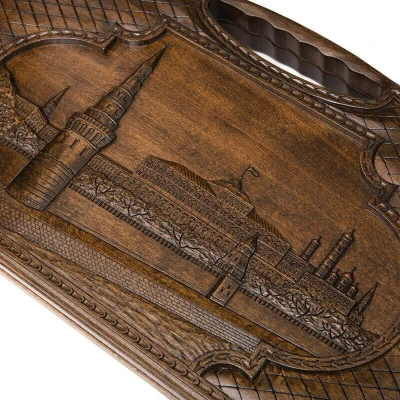 Нарды резные Кремль с ручкой большие, Haleyan