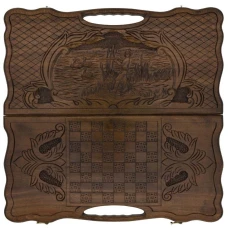 Нарды резные Охота, с ручкой, Haleyan