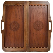 Нарды Кожаные Цветок большие с ручкой