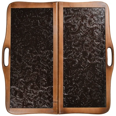 Нарды Кожаные Цветок большие с ручкой