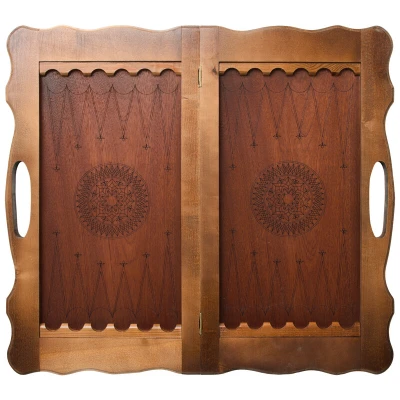 Нарды Кожаные Цветок большие в дипломате