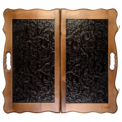 Нарды Кожаные Цветок большие в дипломате