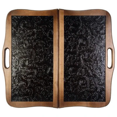 Нарды Кожаные Цветок средние с ручкой