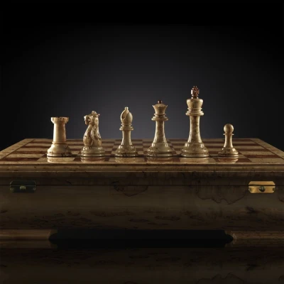 Шахматы Стаунтон Люкс Мини (карельская береза/бубинга)