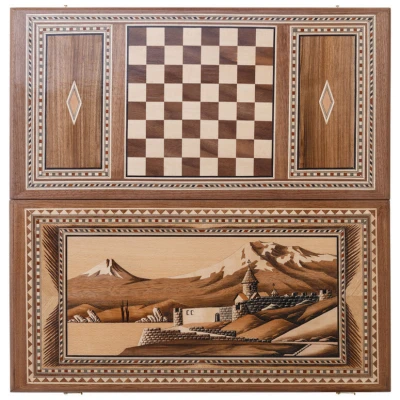 Нарды Церковь у Арарата инкрустация + орнамент, Zeyanalyan