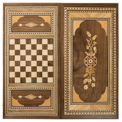 Нарды Цветок, инкрустация, Zeynalyan