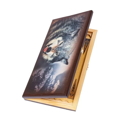 Нарды деревянные Оскал волка малые 40 на 40 см