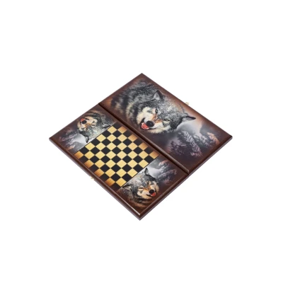 Нарды деревянные Оскал волка малые 40 на 40 см