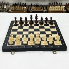 Шахматы шашки деревянные магнитные набор 2 в 1 ясень черные 39 см