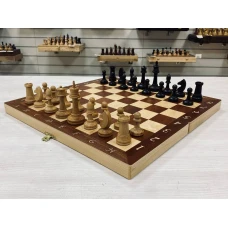 Шахматы складные деревянные турнирные Интарсия темные 40 х 40 см