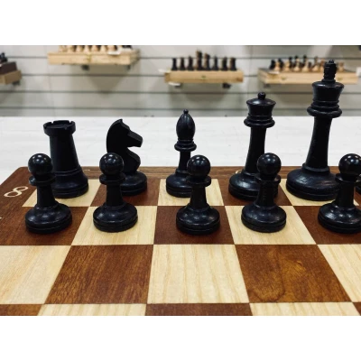 Шахматы складные деревянные турнирные Интарсия темные 40 х 40 см