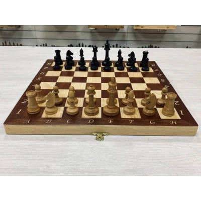 Шахматы складные деревянные турнирные Интарсия темные 40 х 40 см