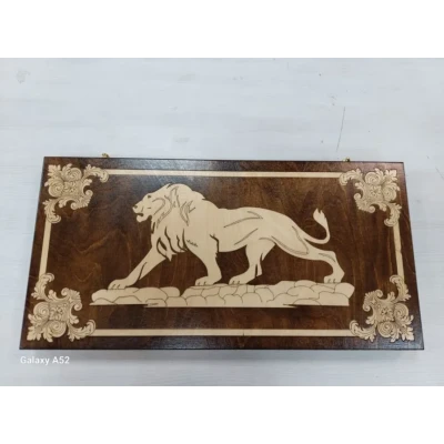 Нарды подарочные Лев из дерева 60 на 60 см с чехлом