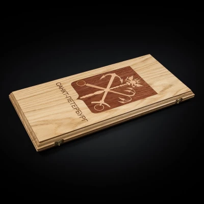 Нарды "Герб Петербурга" (светлый корпус)