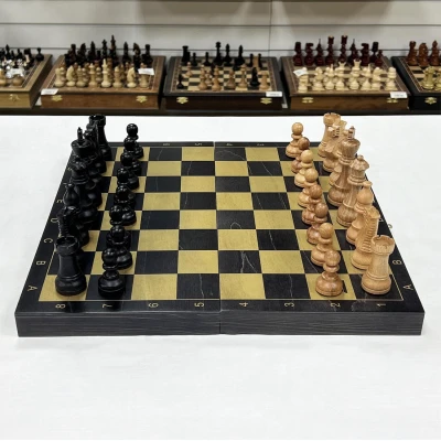 Шахматы деревянные черное золото с фигурами Индийский стаунтон