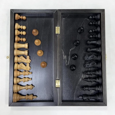 Шахматы деревянные черное золото с фигурами Индийский стаунтон