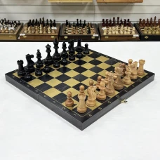 Шахматы деревянные черное золото с фигурами Индийский стаунтон