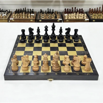 Шахматы деревянные черное золото с фигурами Индийский стаунтон