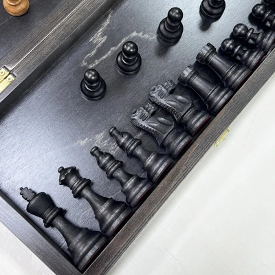 Шахматы деревянные черное золото с фигурами Индийский стаунтон