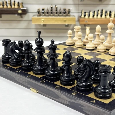 Шахматы деревянные черное золото Премиальные