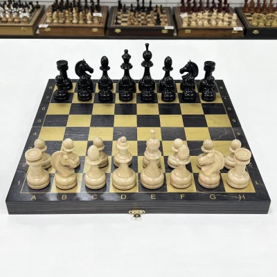 Шахматы деревянные черное золото Премиальные