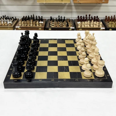 Шахматы деревянные черное золото Премиальные