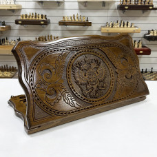 Нарды резные из массива бука Герб узорные 60 см