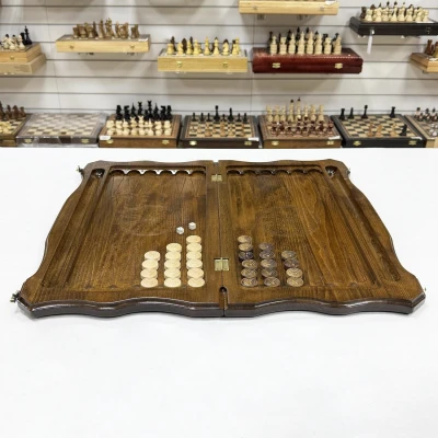 Нарды резные из массива бука Герб узорные 60 см