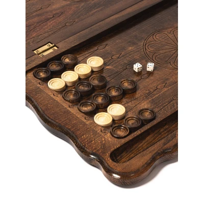 Нарды подарочные деревянные резной Орнамент с ручкой 60 см