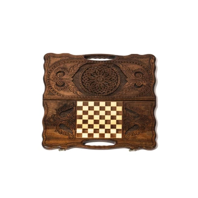 Нарды подарочные деревянные резной Орнамент с ручкой 60 см