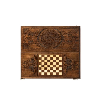 Нарды деревянные Орнамент 50 см ручной работы в чехле