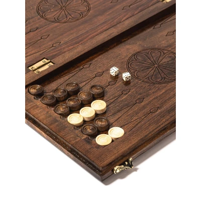 Нарды деревянные Орнамент 50 см ручной работы в чехле