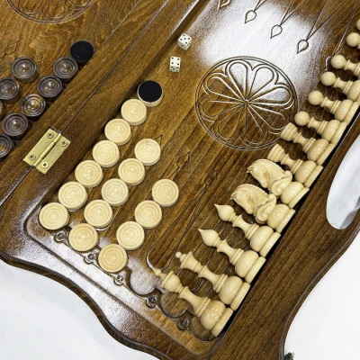 Шахматы нарды шашки с ручкой резные Арарат 50 см