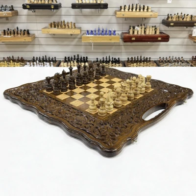 Шахматы нарды шашки резные Виноградная лоза большие 60 см