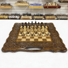 Шахматы нарды шашки резные Виноградная лоза большие 60 см