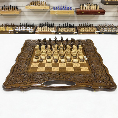 Шахматы нарды шашки резные Виноградная лоза большие 60 см