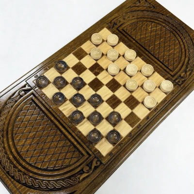 Нарды подарочные резные Орнамент ручной работы 60 см с чехлом