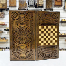 Нарды подарочные резные Орнамент ручной работы 60 см с чехлом