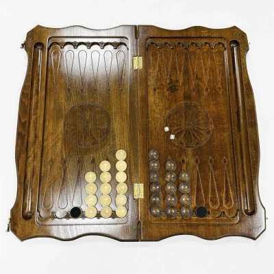 Нарды подарочные резные из массива бука Голова орла 60 см