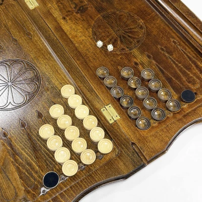 Нарды подарочные резные из массива бука Голова орла 60 см