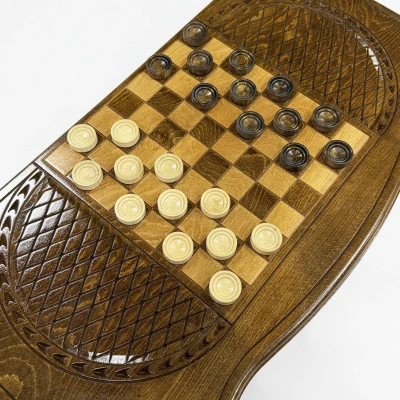 Нарды подарочные резные из массива бука Голова орла 60 см