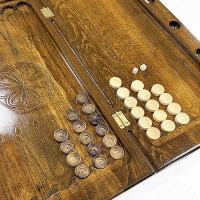 Нарды резные ручной работы Цветочный орнамент большие 60 см