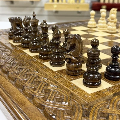 Набор 3 в 1 шахматы нарды шашки Ажурный узор 50 см