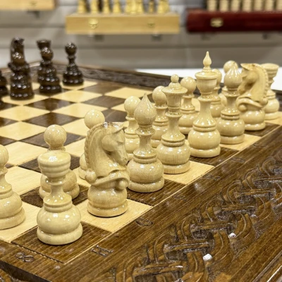 Набор 3 в 1 шахматы нарды шашки Ажурный узор 50 см