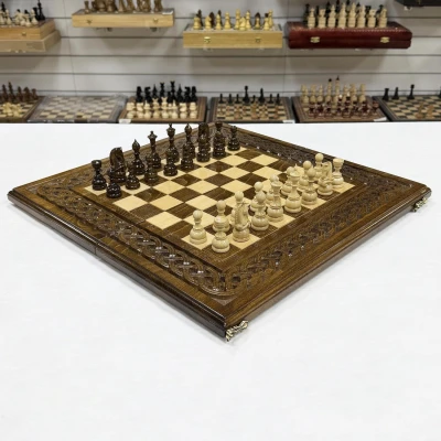 Набор 3 в 1 шахматы нарды шашки Ажурный узор 50 см