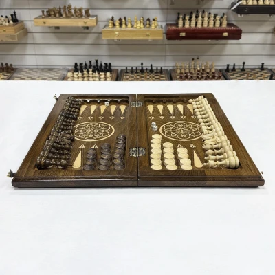 Набор 3 в 1 шахматы нарды шашки Ажурный узор 50 см