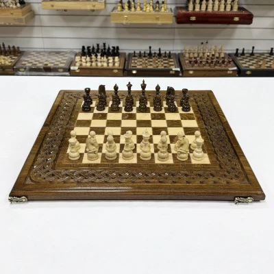 Набор 3 в 1 шахматы нарды шашки Ажурный узор 50 см