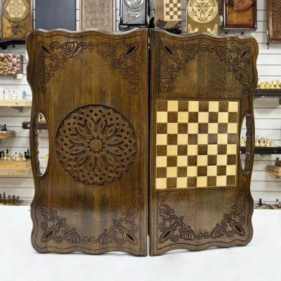 Нарды резные с ручной Узорные деревянные большие 60 см