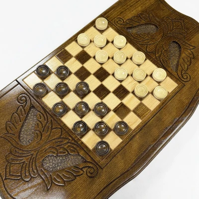 Нарды резные из массива бука Волчий оскал 60 см